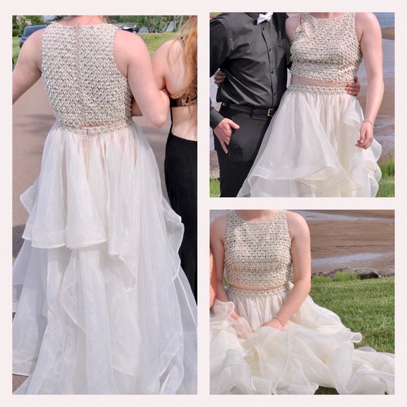 Two Piece Beaded Prom Dress by Terani Couture Size 12 - Picture 1 of 16